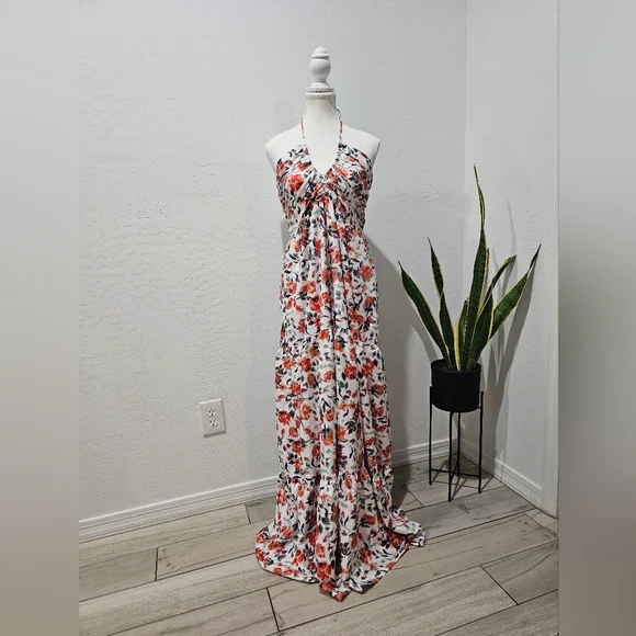 Floral V-neck Backless Maxi Dress - Picture 2 of 4